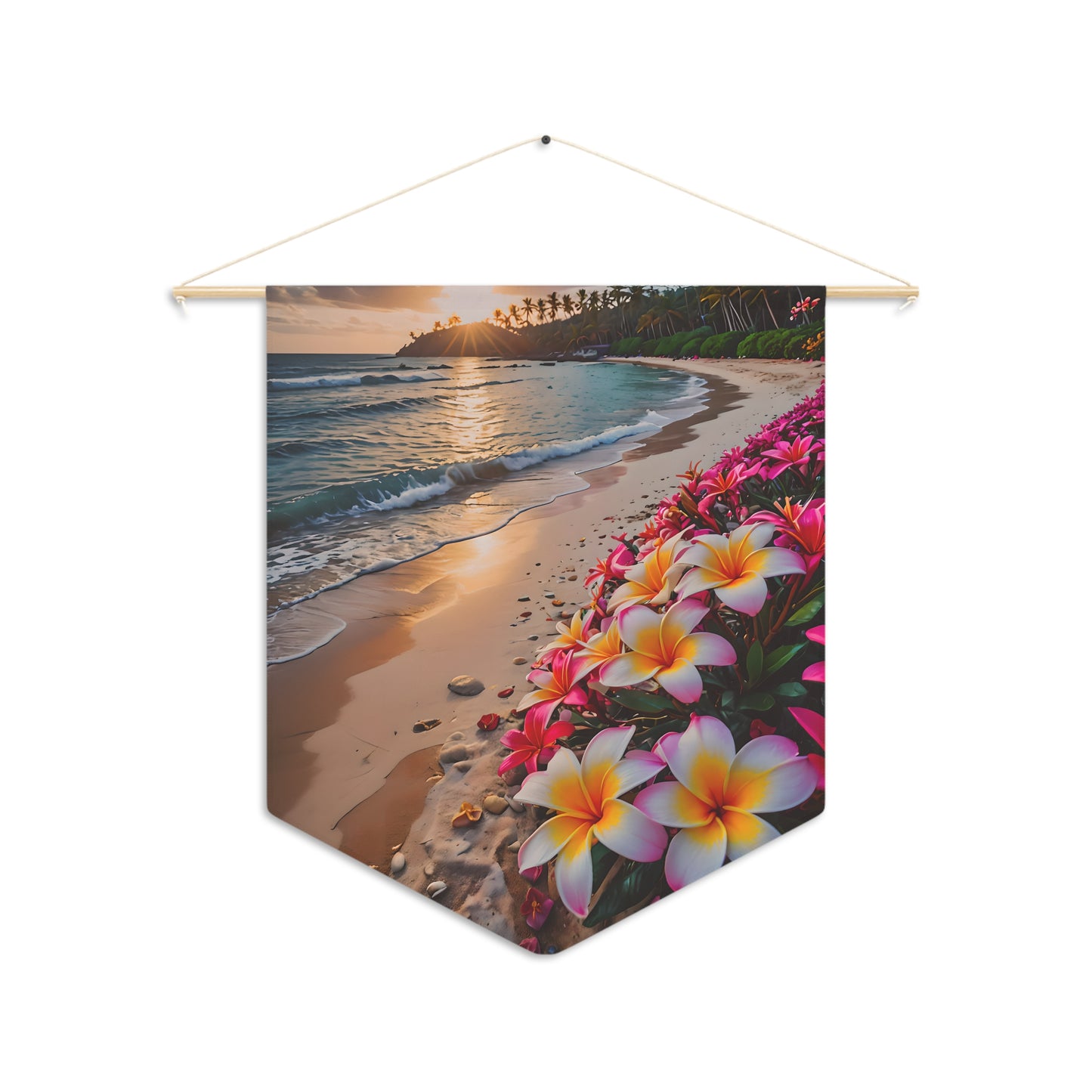 Plumerias on Beach Pennant Wall Decor