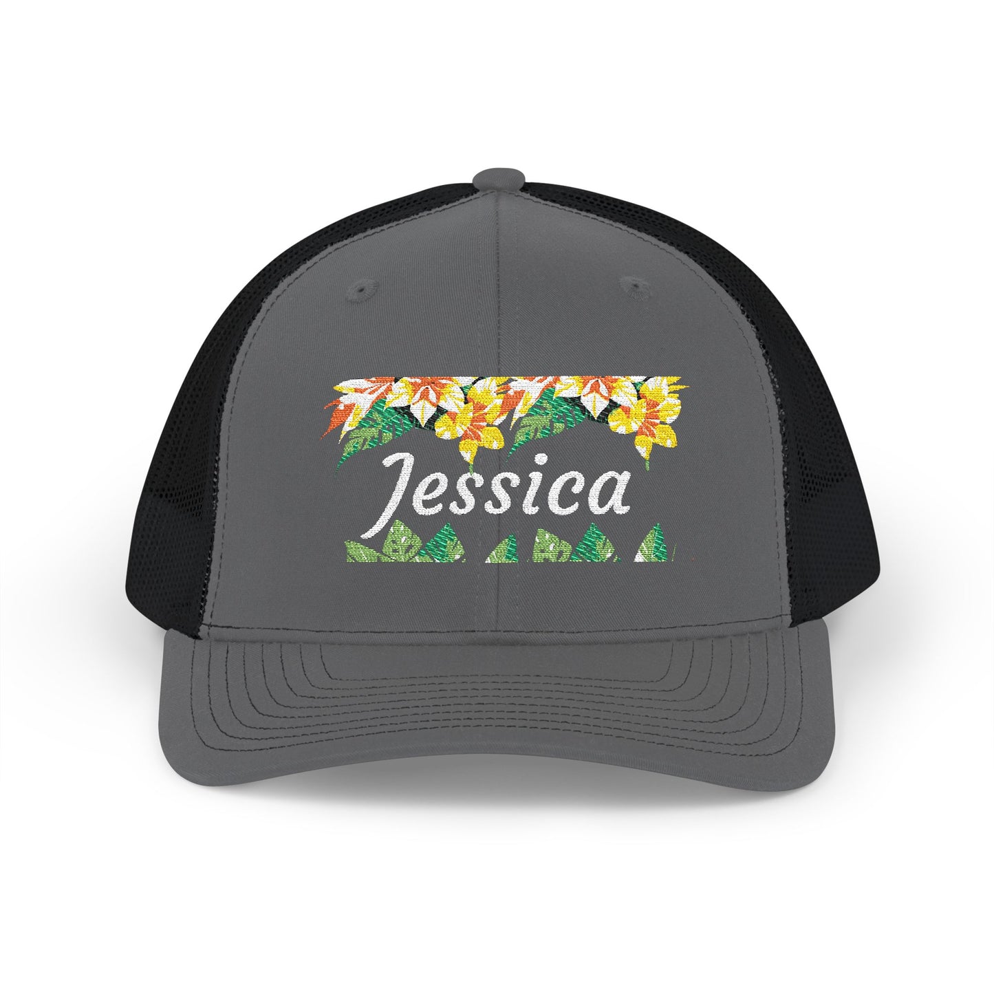 Personalized Embroidered Floral Name Trucker Cap