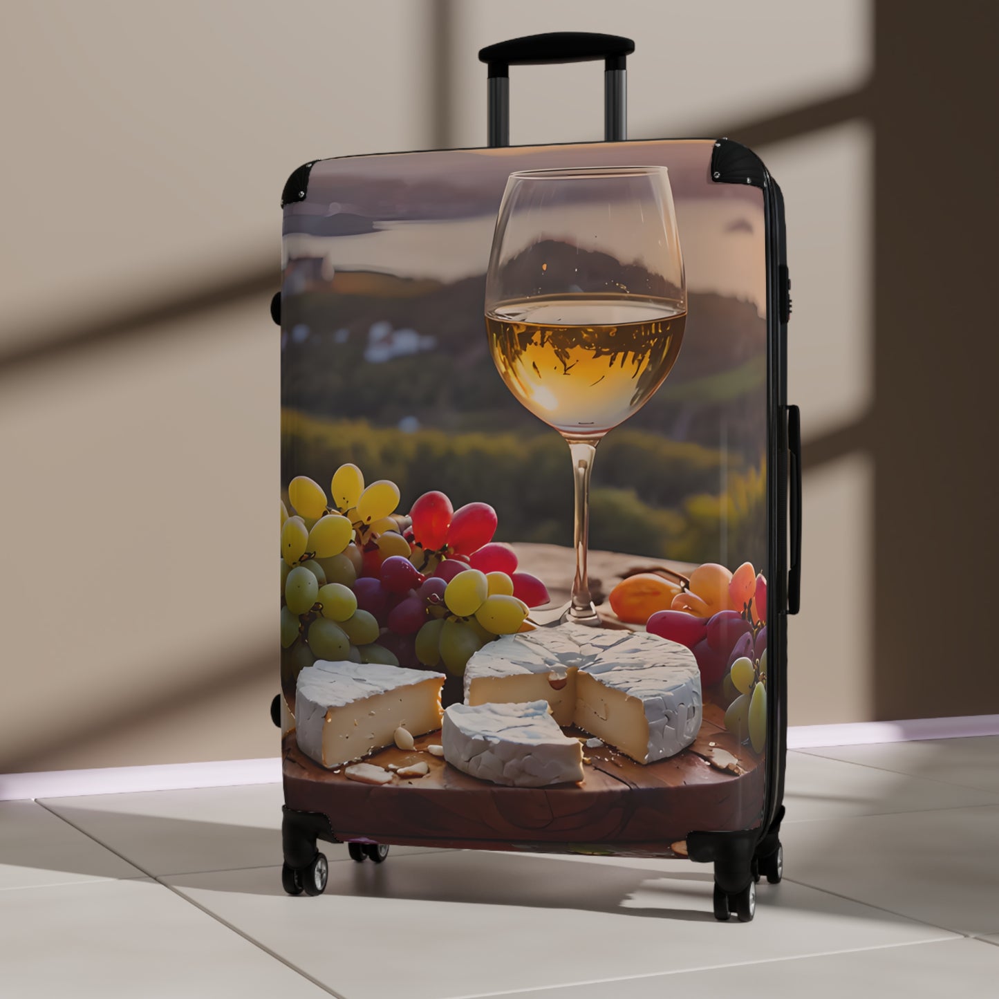 Wine & Cheese Suitcase Travel Luggage