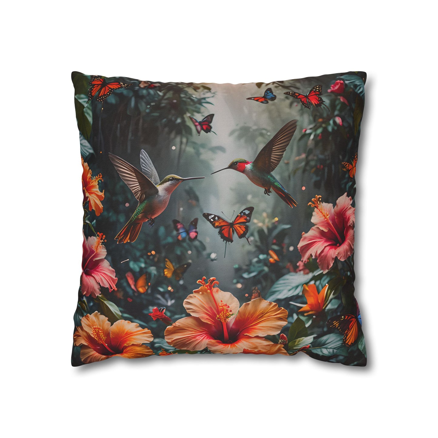 Hummingbird & Hibiscus Decorative Pillowcase
