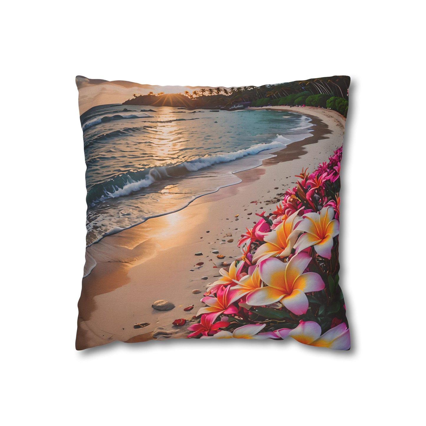 Plumeria Beach Sunset Pillowcase
