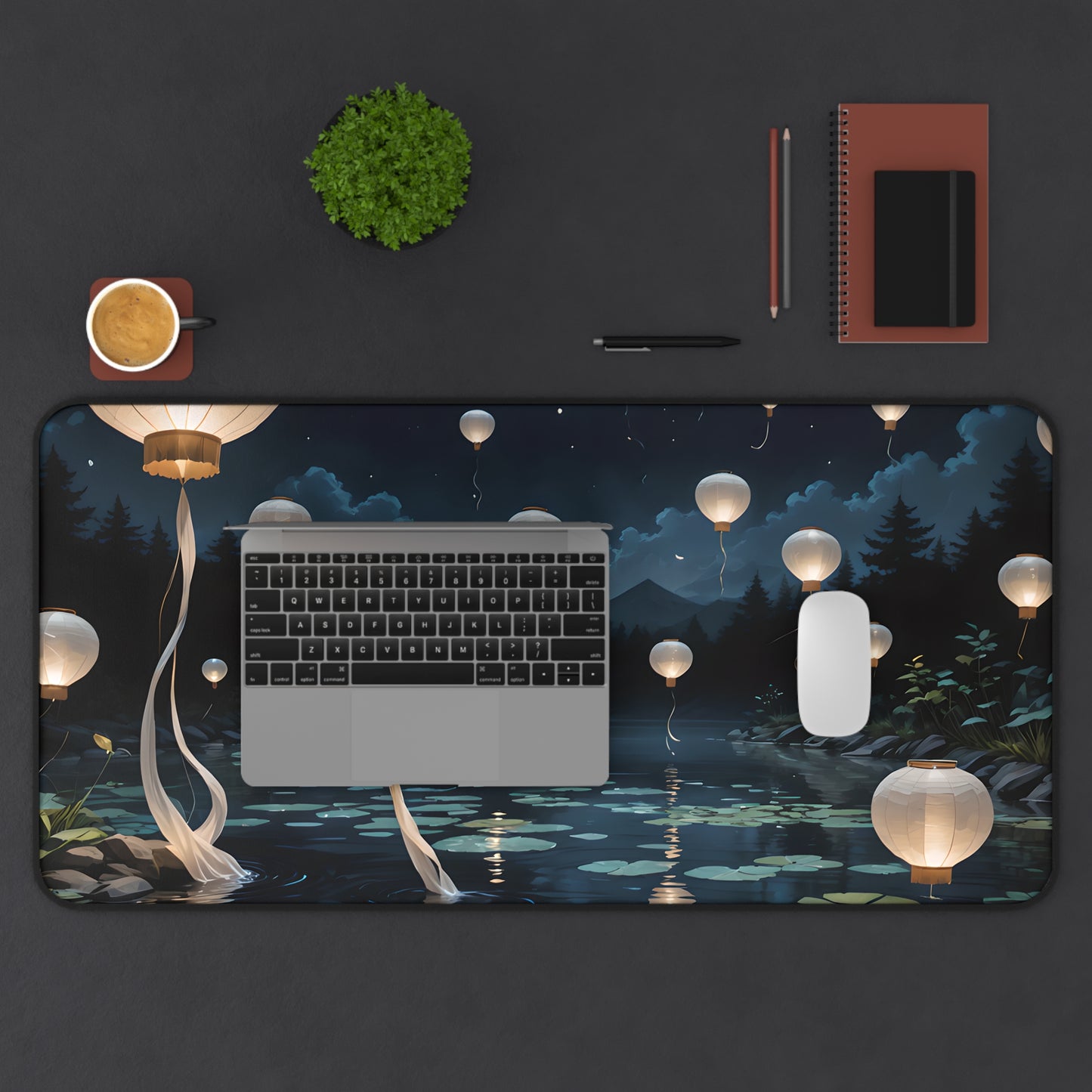Dreamy Floating Lanterns Desk Mat