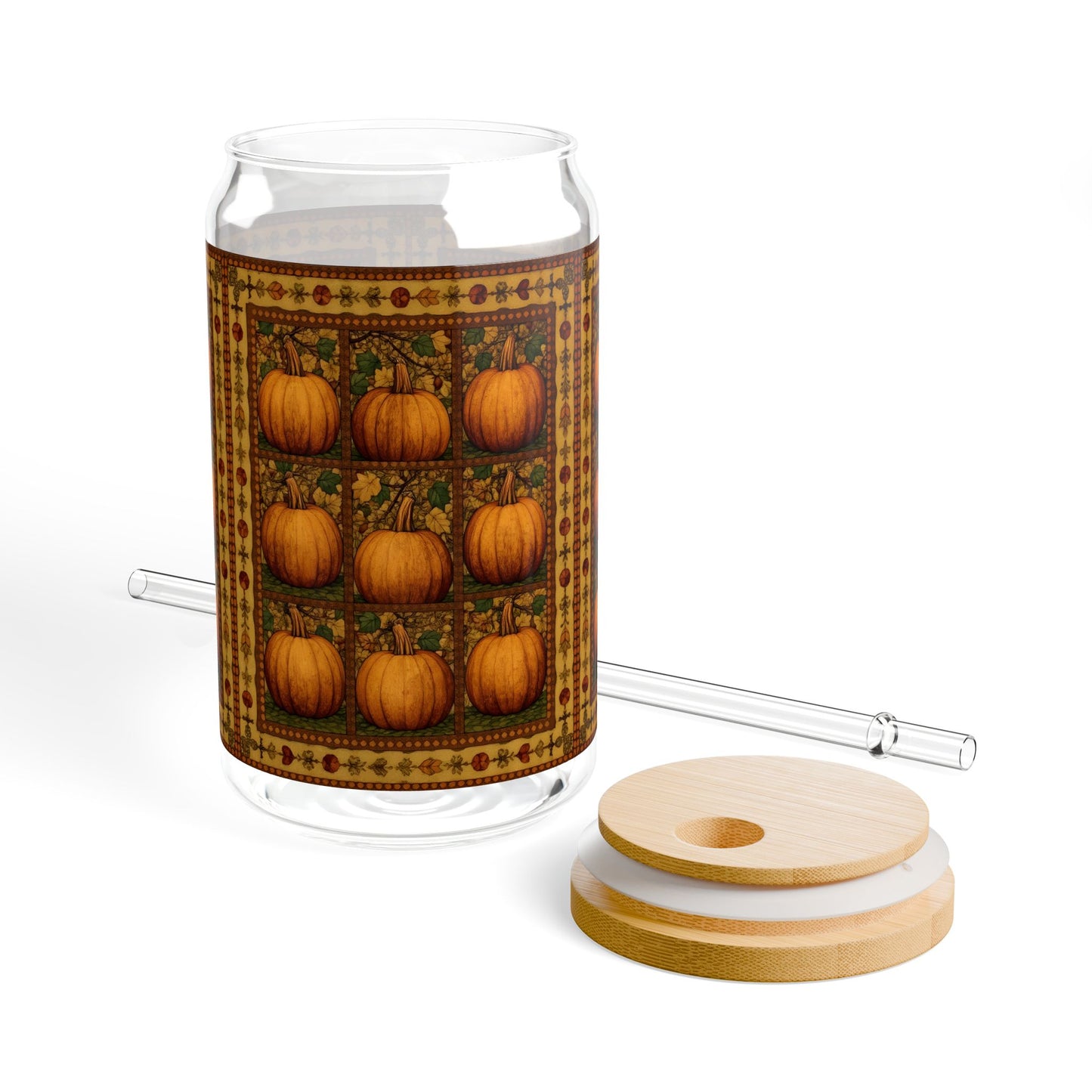 Pumpkin Quilt Patch Sipper Glass