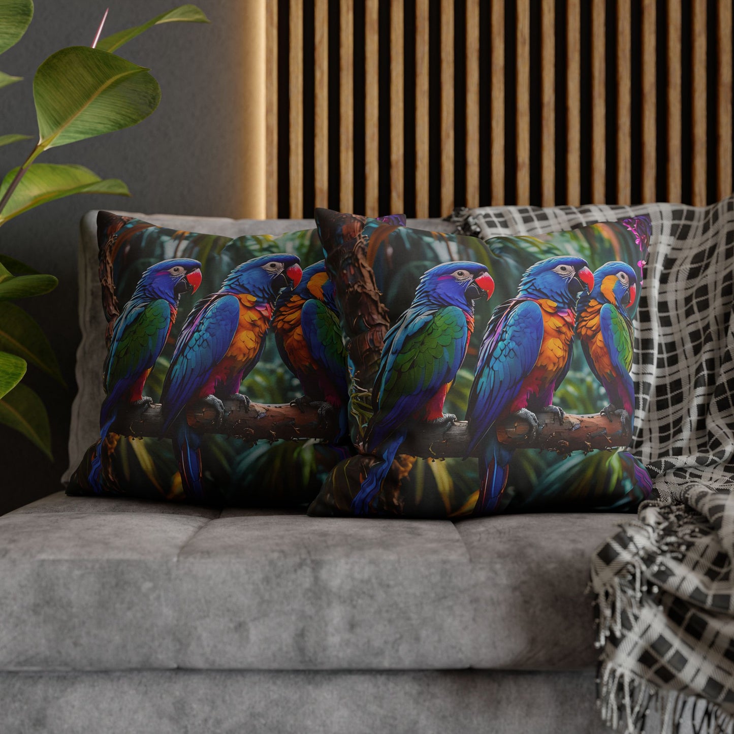 Tropical Parrots Decorative Pillowcase