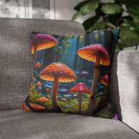 Colorful Forest Mushrooms Pillow Cover