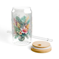 Tropical Floral Bouquet Sipper Glass