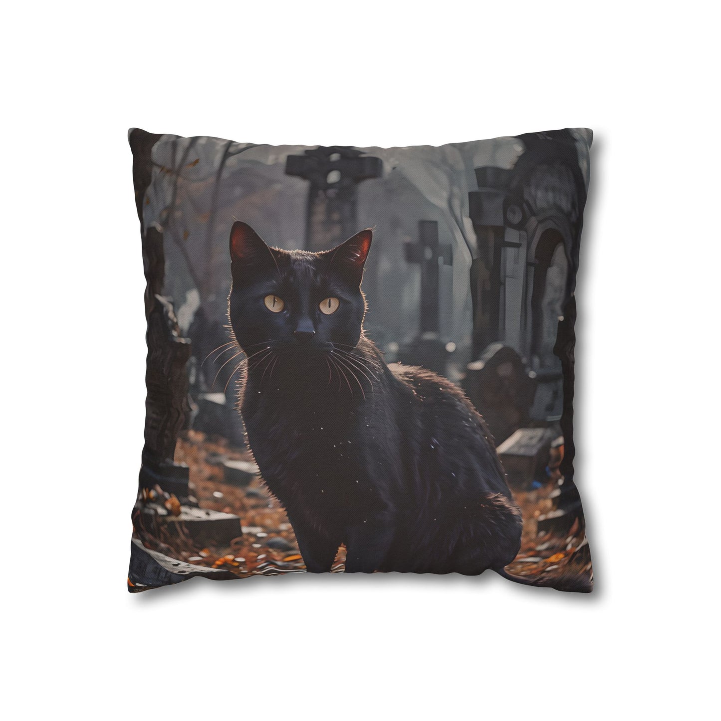 Black Cat Graveyard Pillow Cover