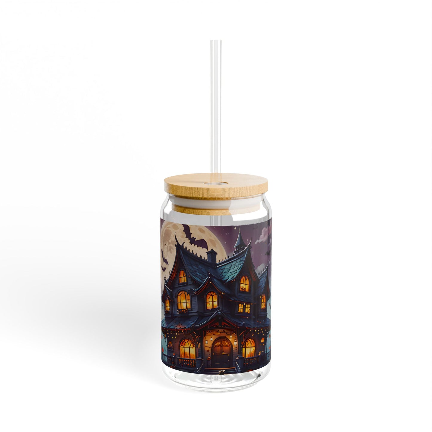 Halloween Haunted House Sipper Glass