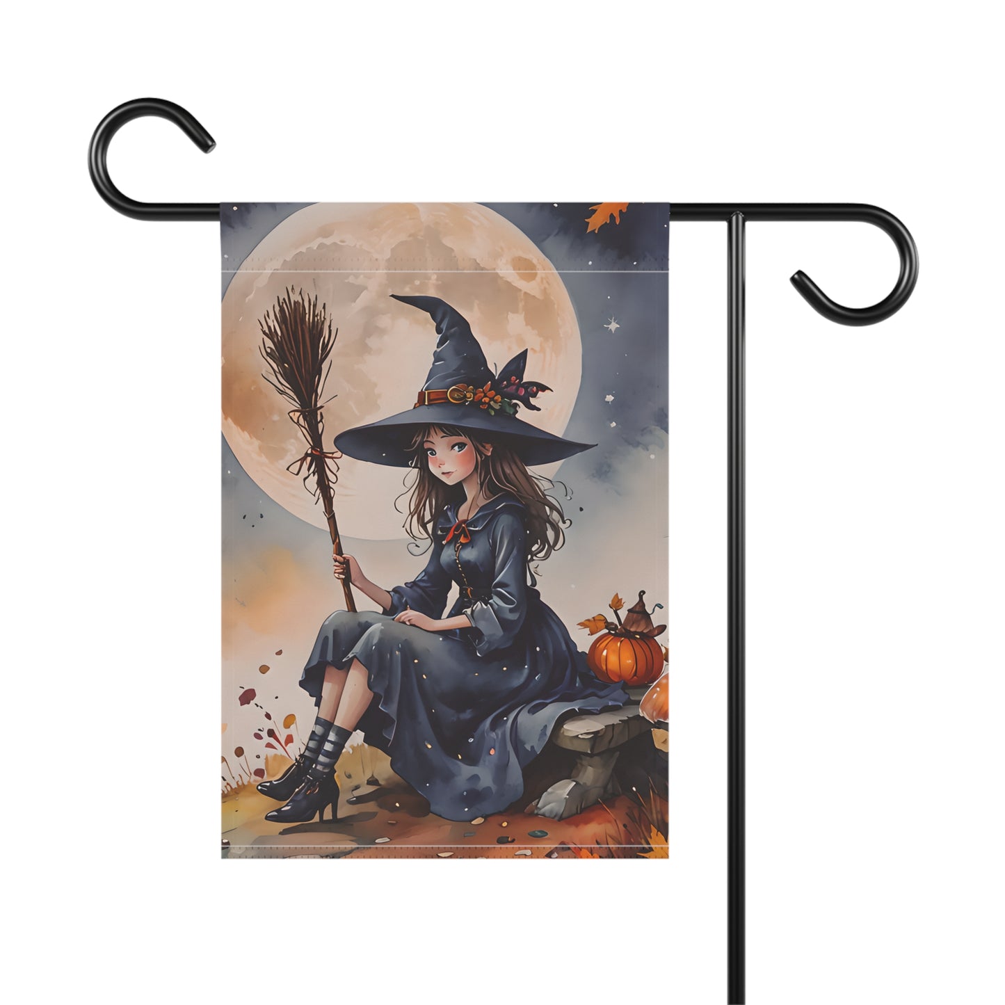 Whimsical Witch Girl Garden Flag