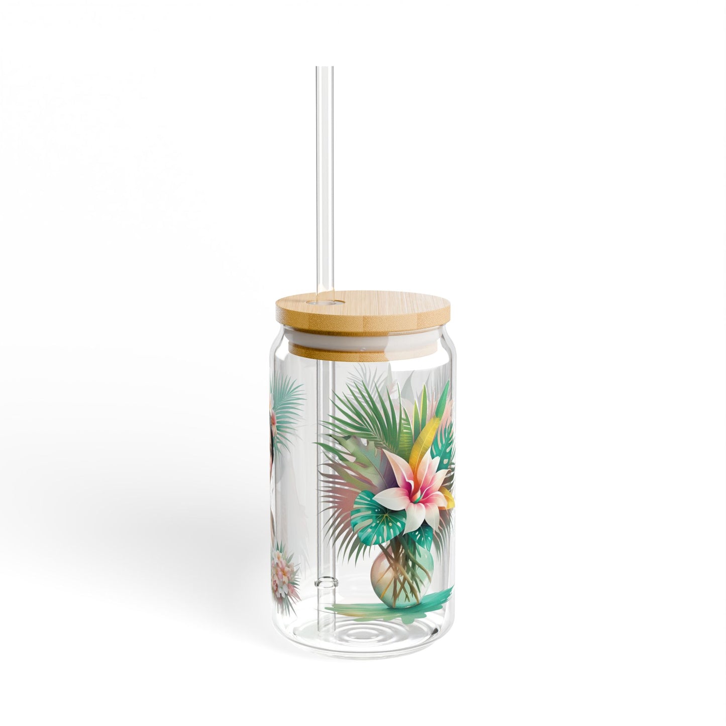 Tropical Floral Bride Sipper Glass