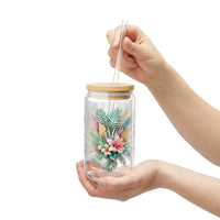 Tropical Floral Bouquet Sipper Glass