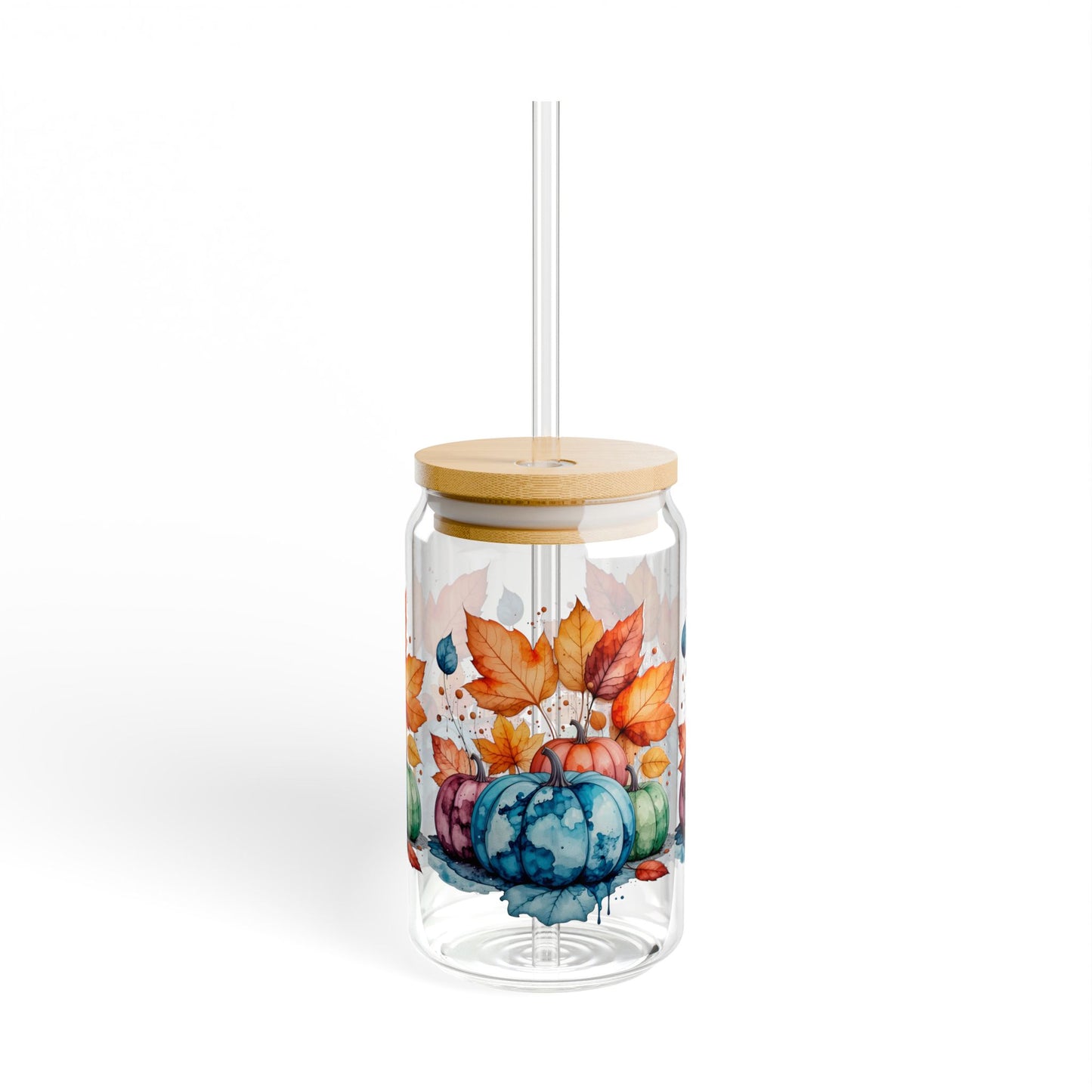 Colorful Autumn Pumpkin Sipper Glass