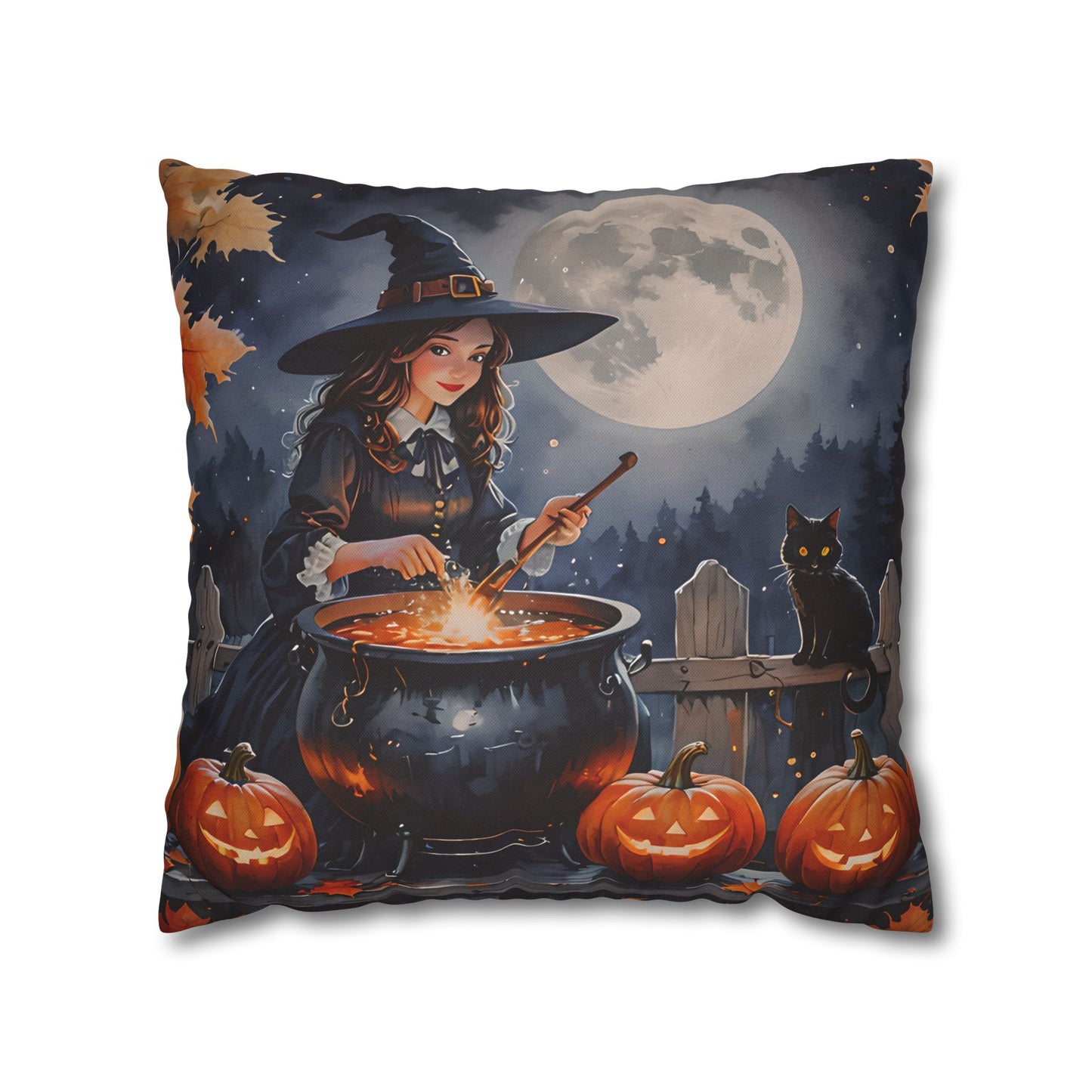 Cute Witch Cauldron Pillow Cover