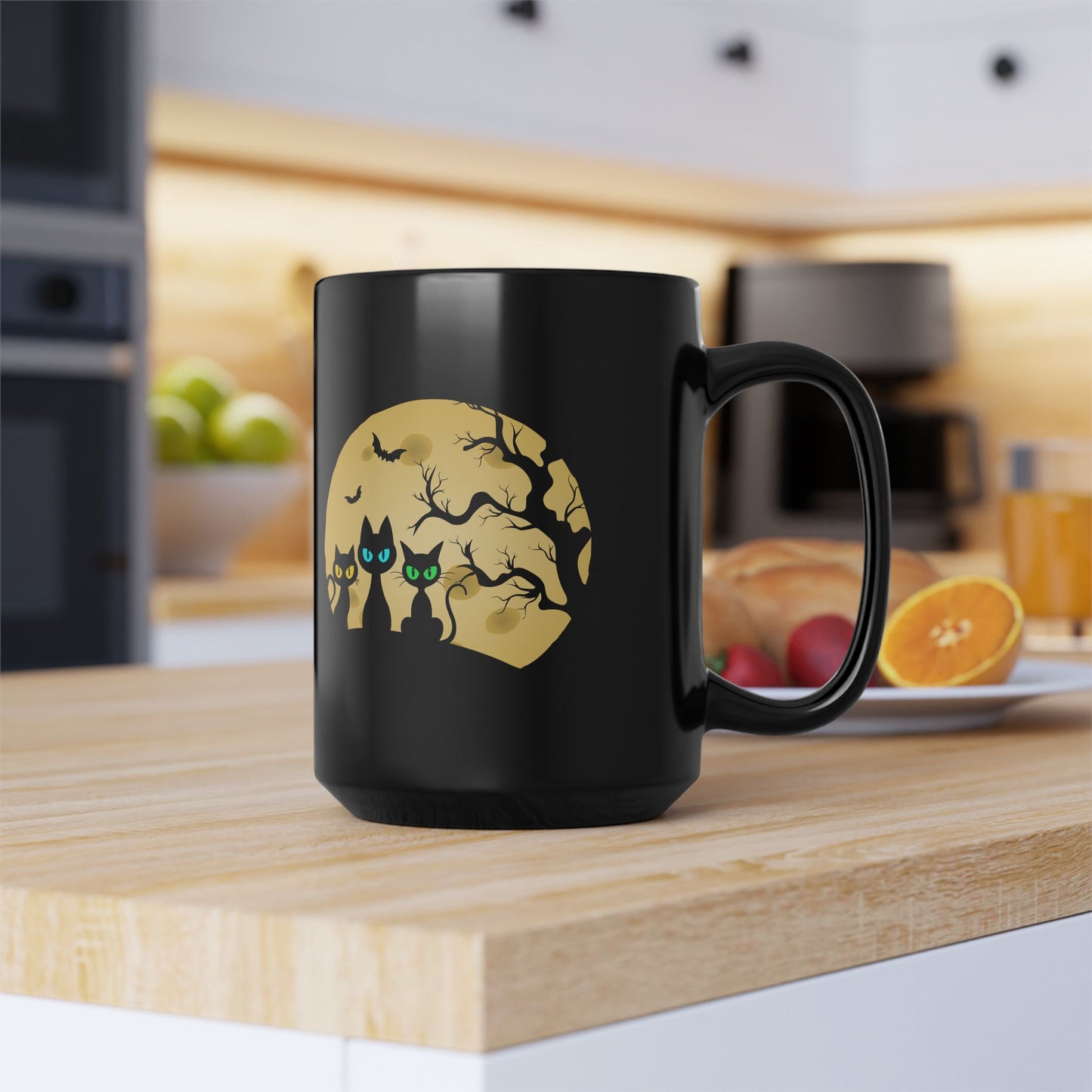 Halloween Black Cat Moon Mug