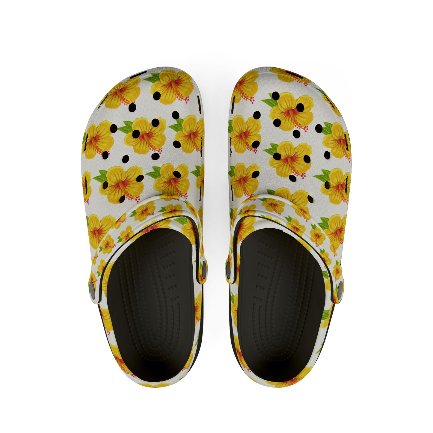 Yellow Hibiscus Clog Shoes
