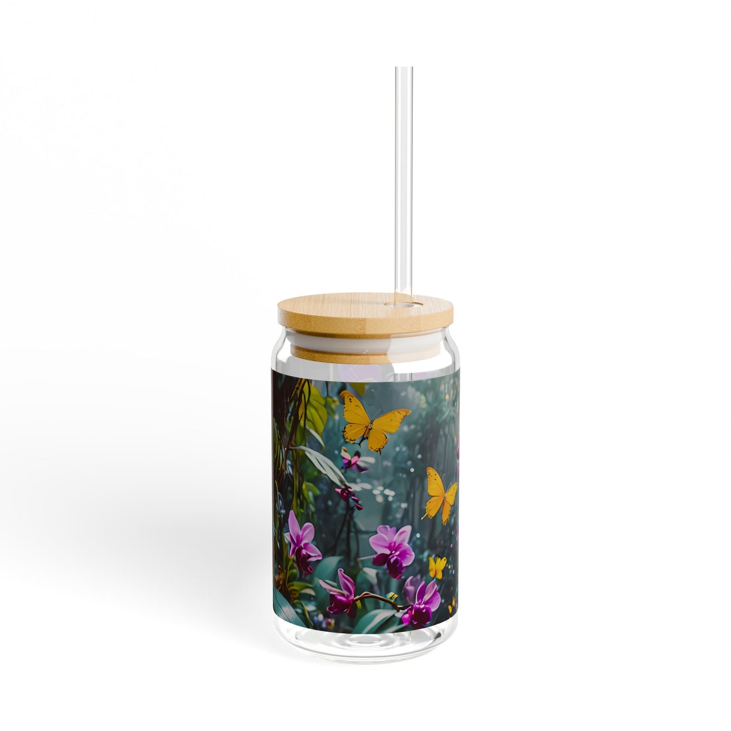 Wild Orchids & Butterfly Sipper Glass