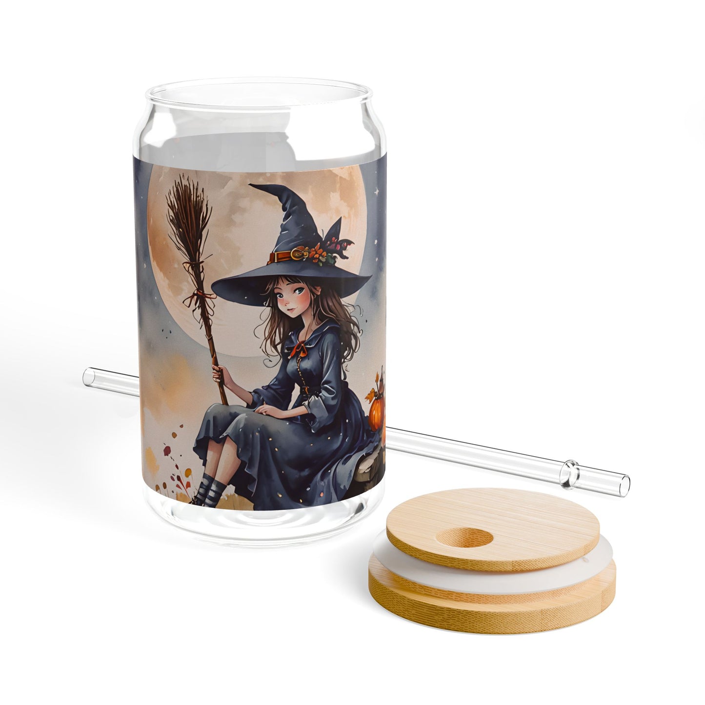 Cute Witch Moon Sipper Glass