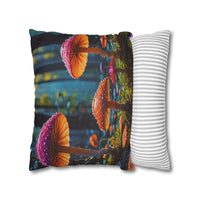 Colorful Forest Mushrooms Pillow Cover