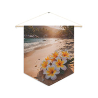 Plumerias on the Beach Pennant Wall Decor