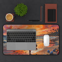 Girl Walking on Sunset Beach Desk Mat