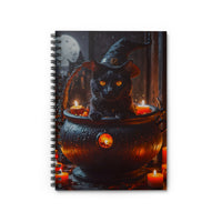 Black Cat in Cauldron Ruled Journal Notebook
