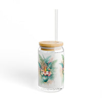 Tropical Floral Bouquet Sipper Glass
