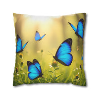 Blue Butterfly Decorative Pillowcase