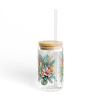 Tropical Floral Bouquet Sipper Glass