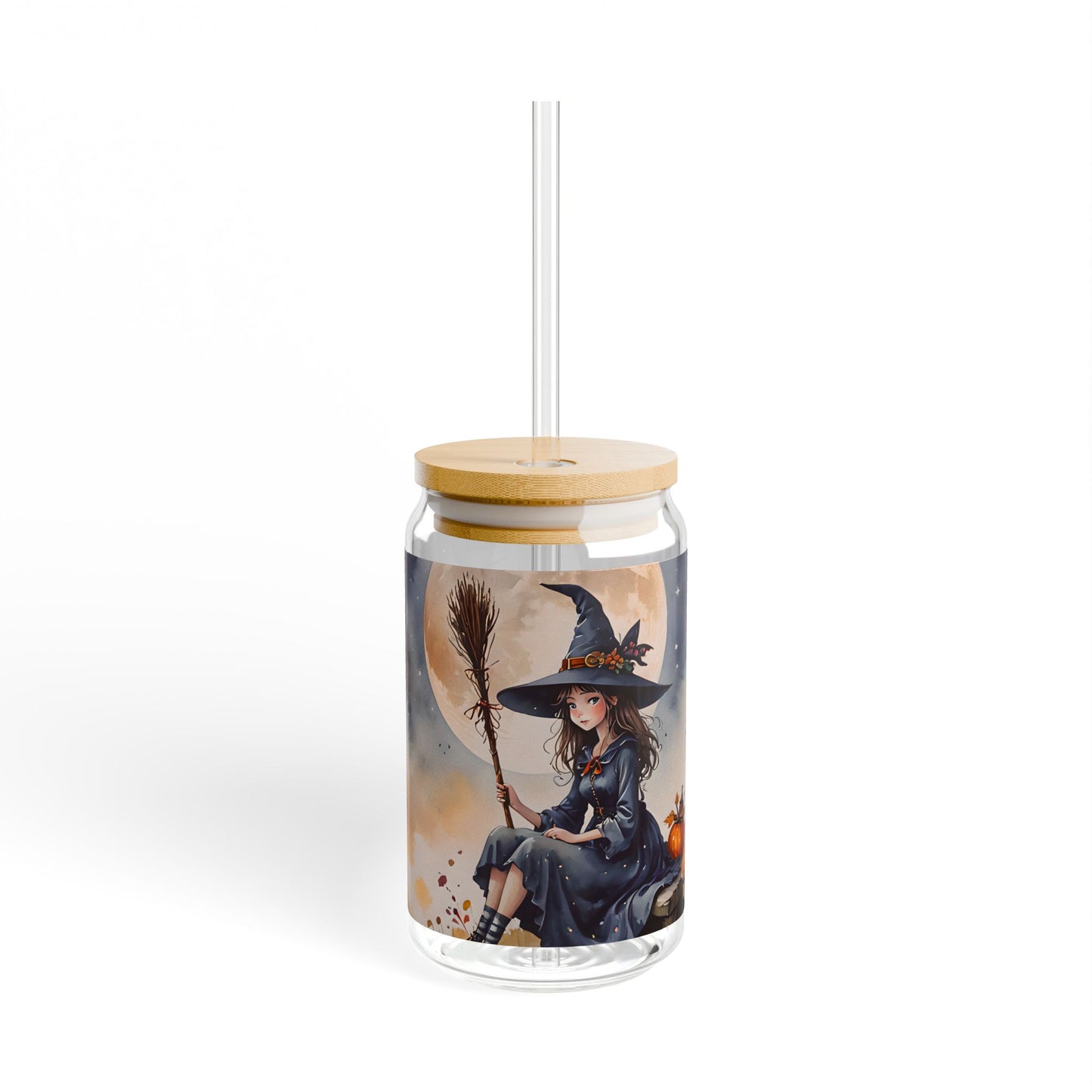 Cute Witch Moon Sipper Glass