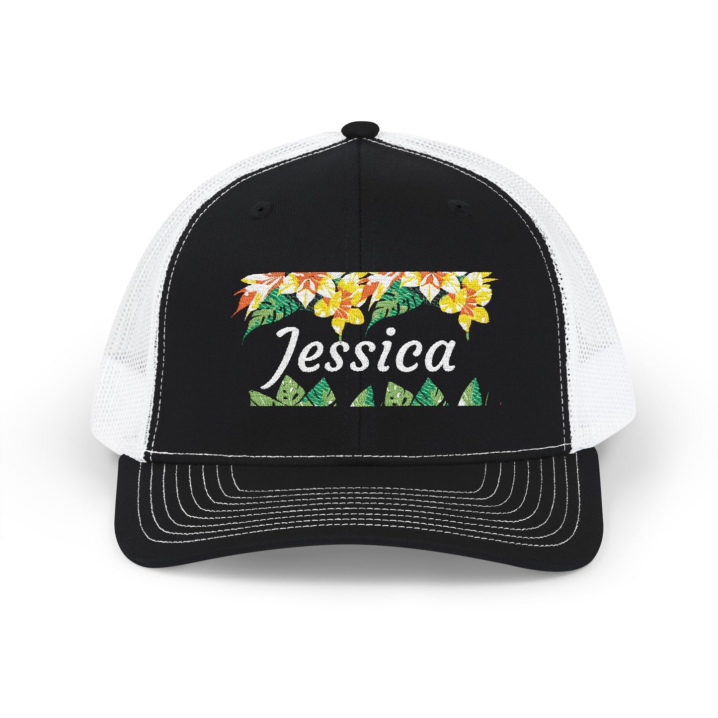 Personalized Embroidered Floral Name Trucker Cap