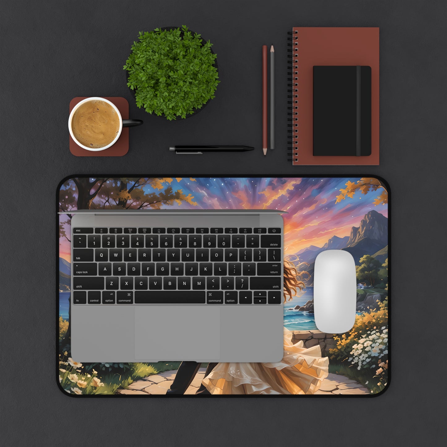 Romantic Sunset Dancing Couple Desk Mat