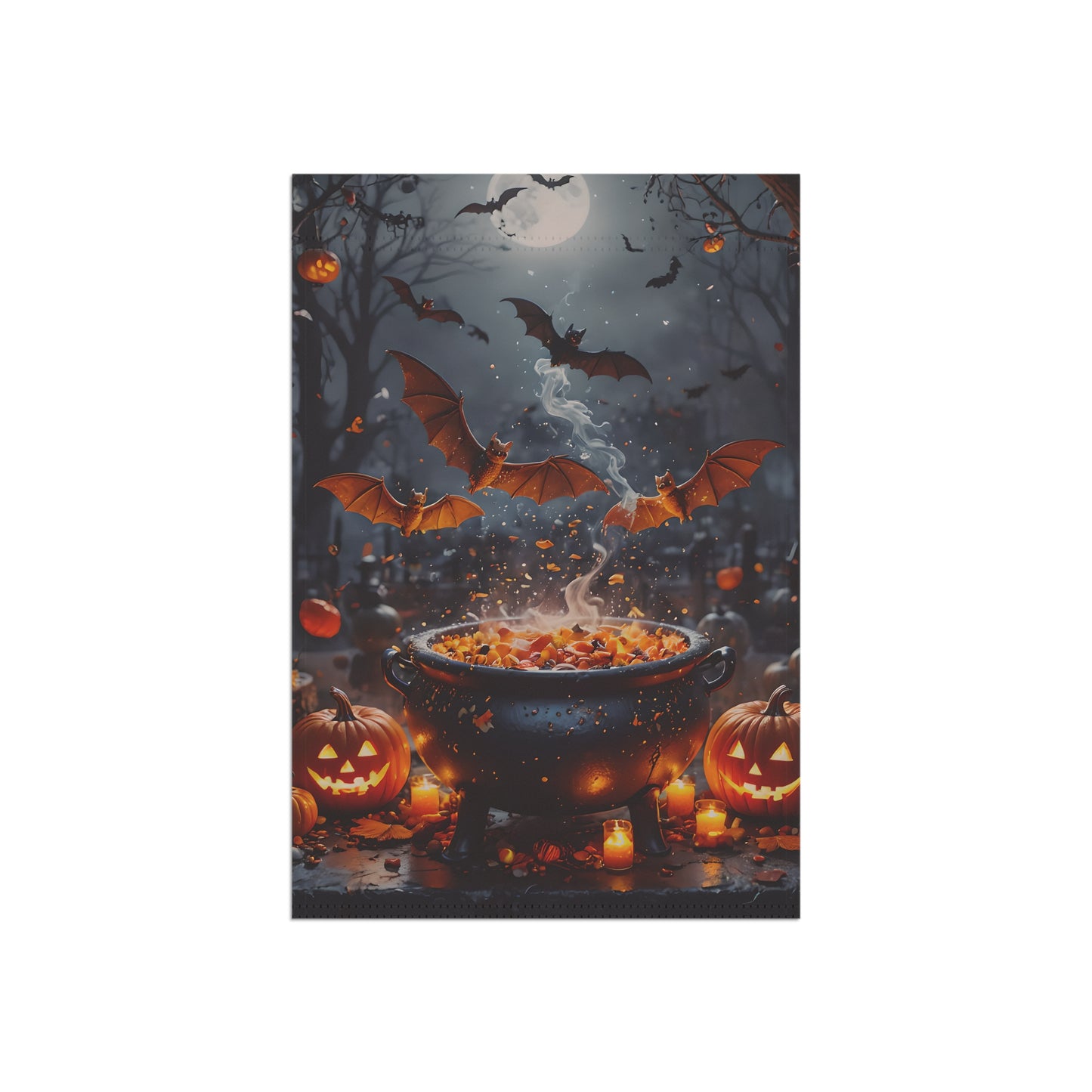 Spooky Cauldron Garden Flag