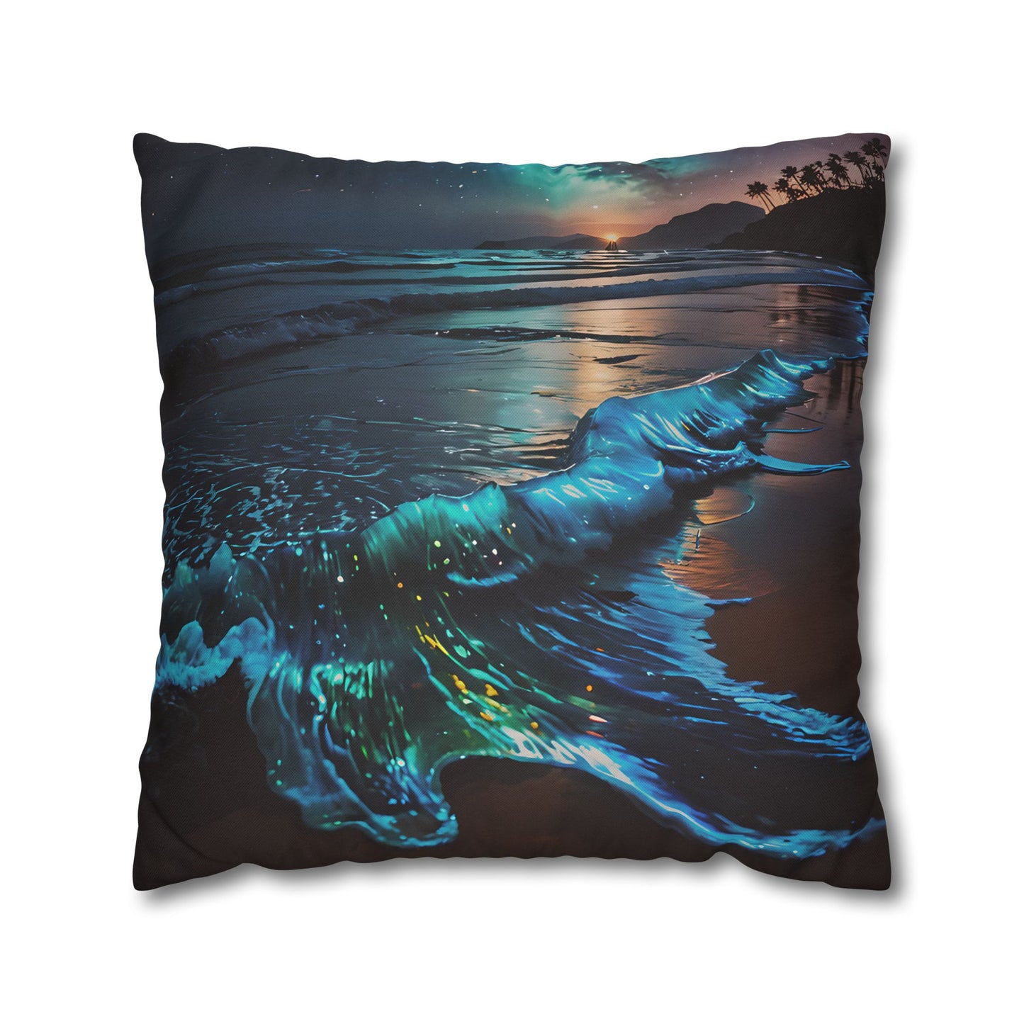 Bioluminescent Waves Decorative Pillowcase