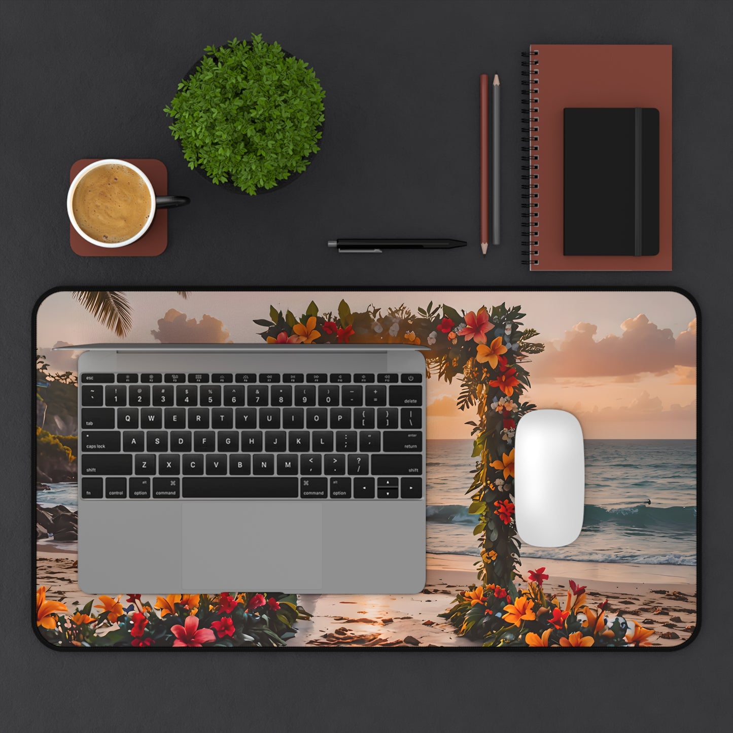 Tropical Sunset Floral Arch Desk Mat