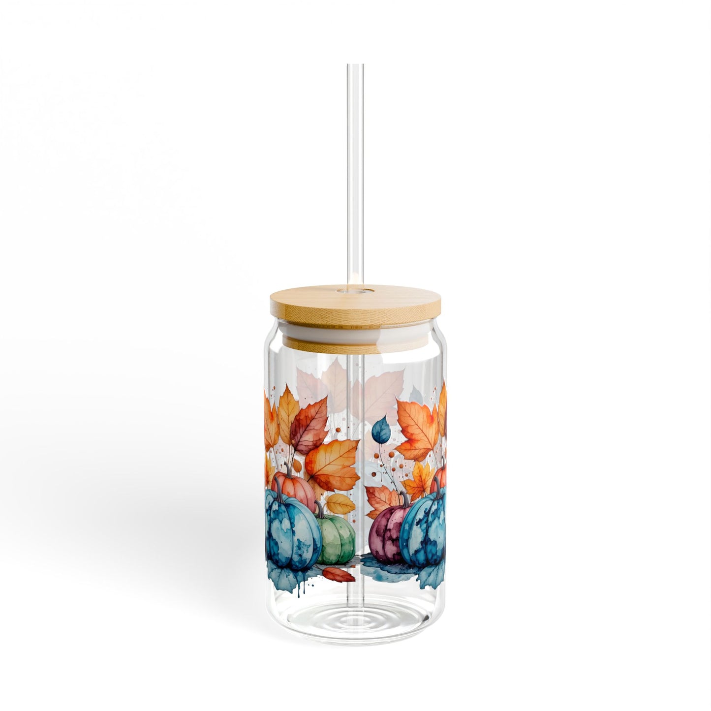 Colorful Autumn Pumpkin Sipper Glass
