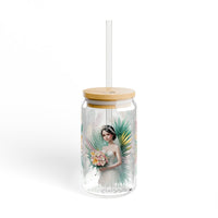 Tropical Floral Bridal Sipper Glass