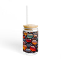 Colorful Sea Glass Pebbles Sipper Glass