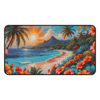 Tropical Floral Sunset Beach Desk Mat