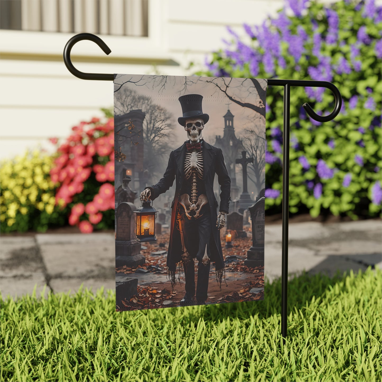 Graveyard Skeleton Gentleman Garden Flag