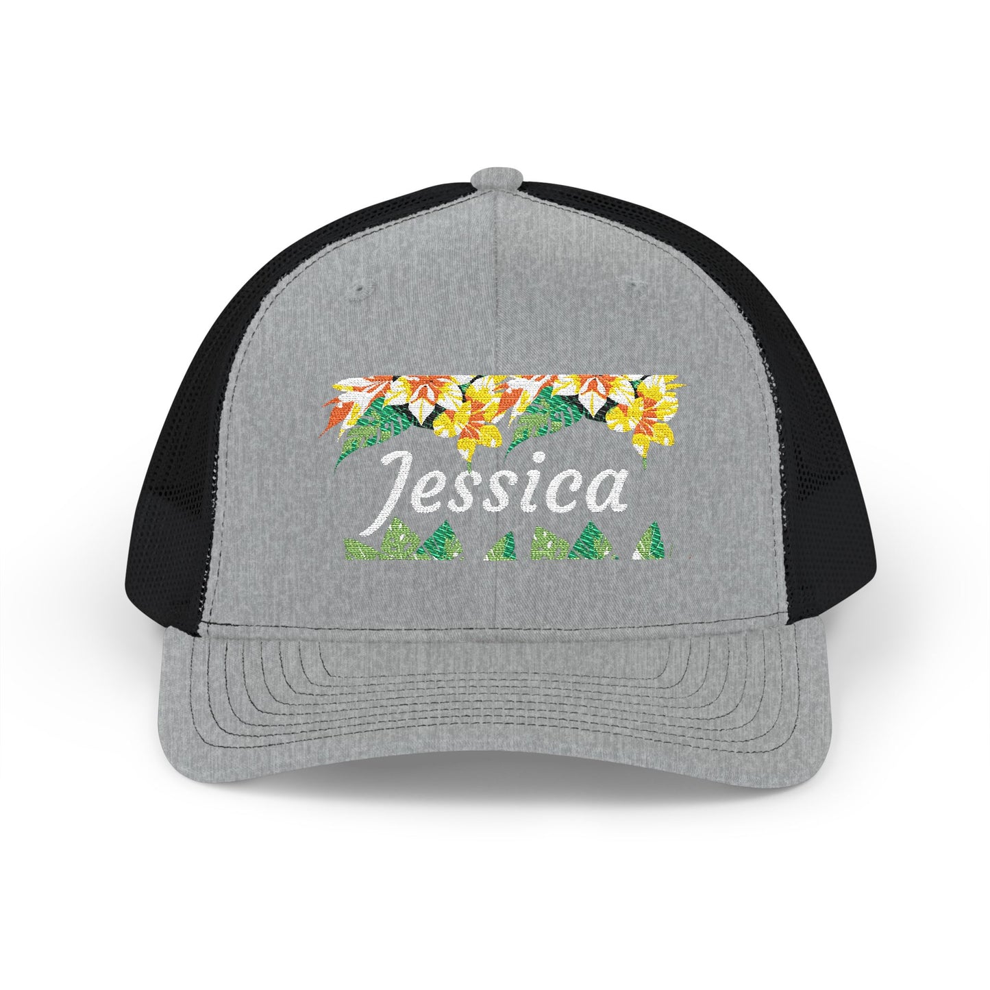 Personalized Embroidered Floral Name Trucker Cap