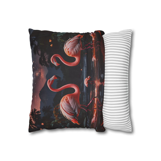 Flamingo Sunset Decorative Pillowcase