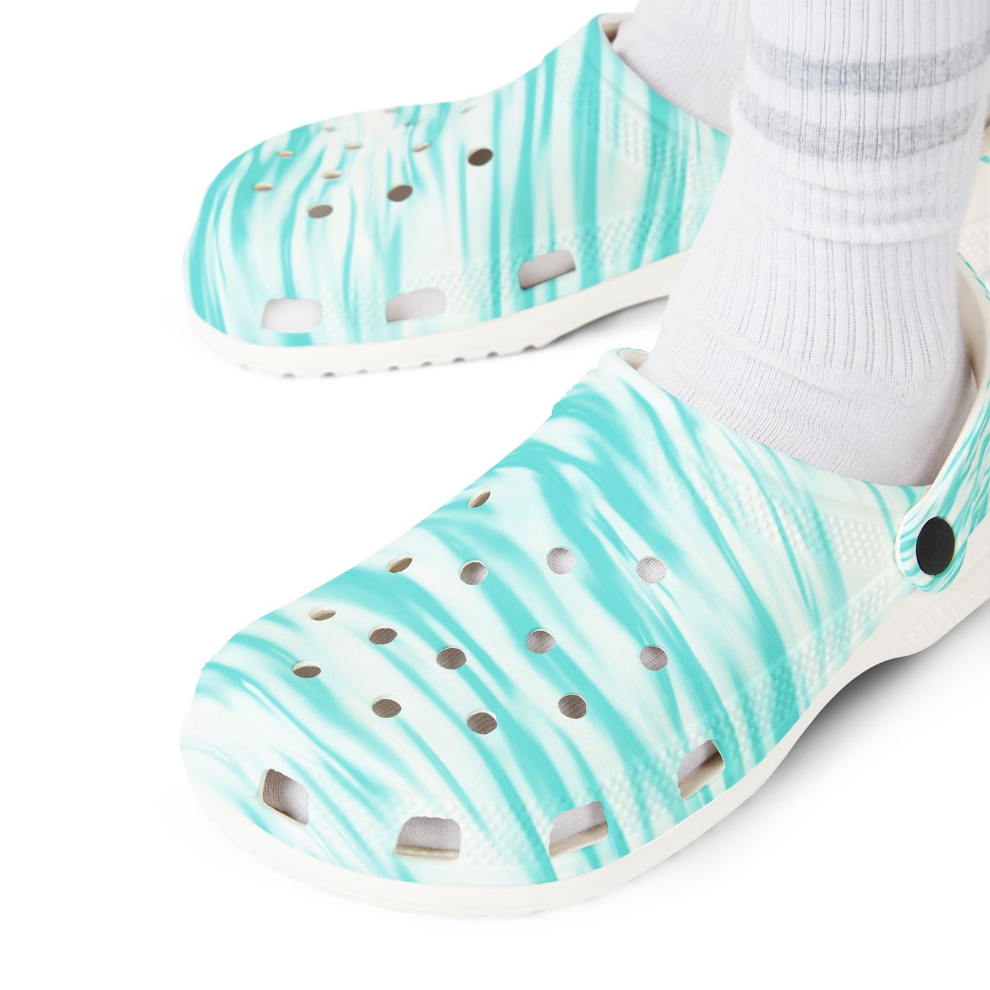 Turquoise Wave Foam Clogs