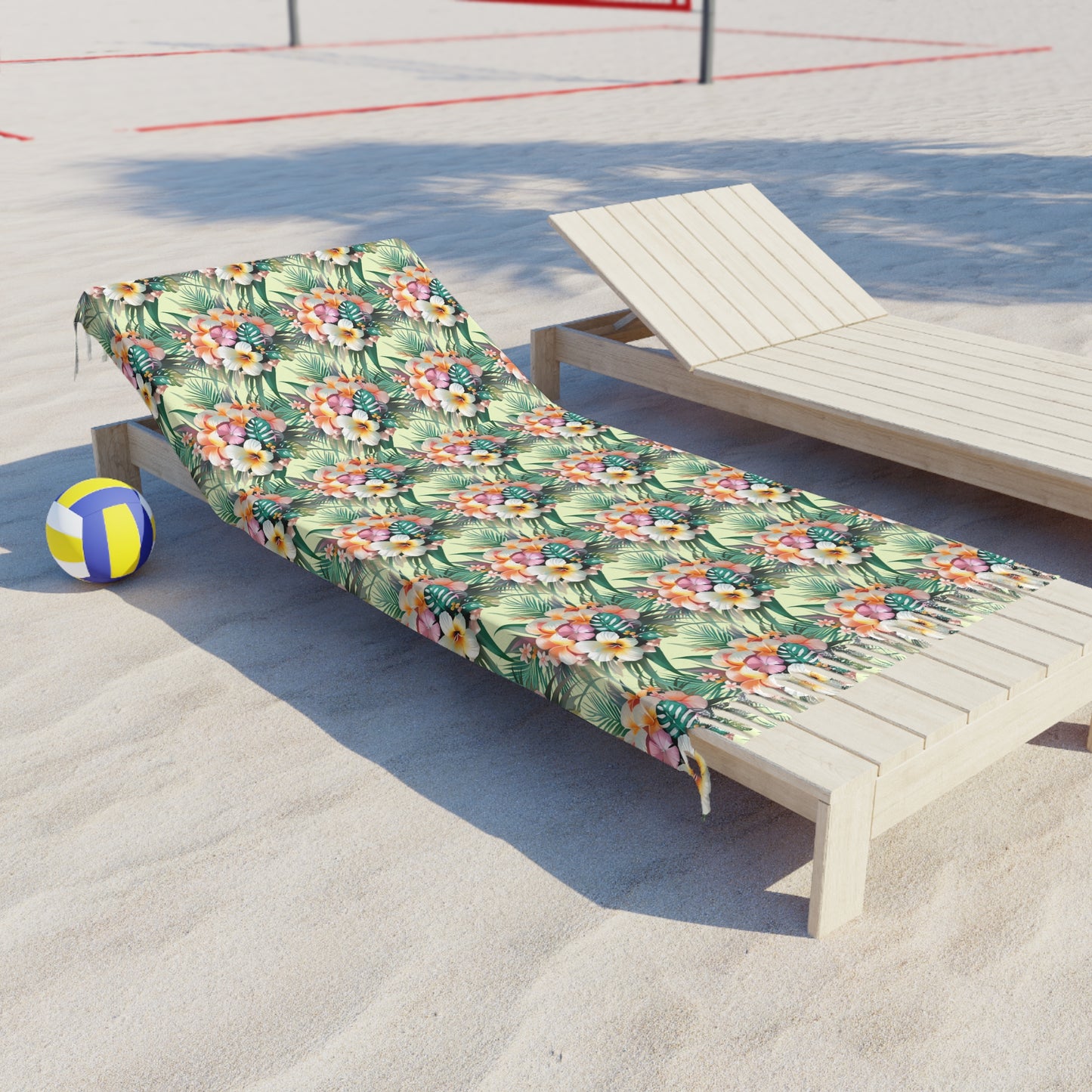 Floral Palm Leaves Boho Beach Towel