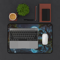 Tranquil Moonlit Lake Desk Mat