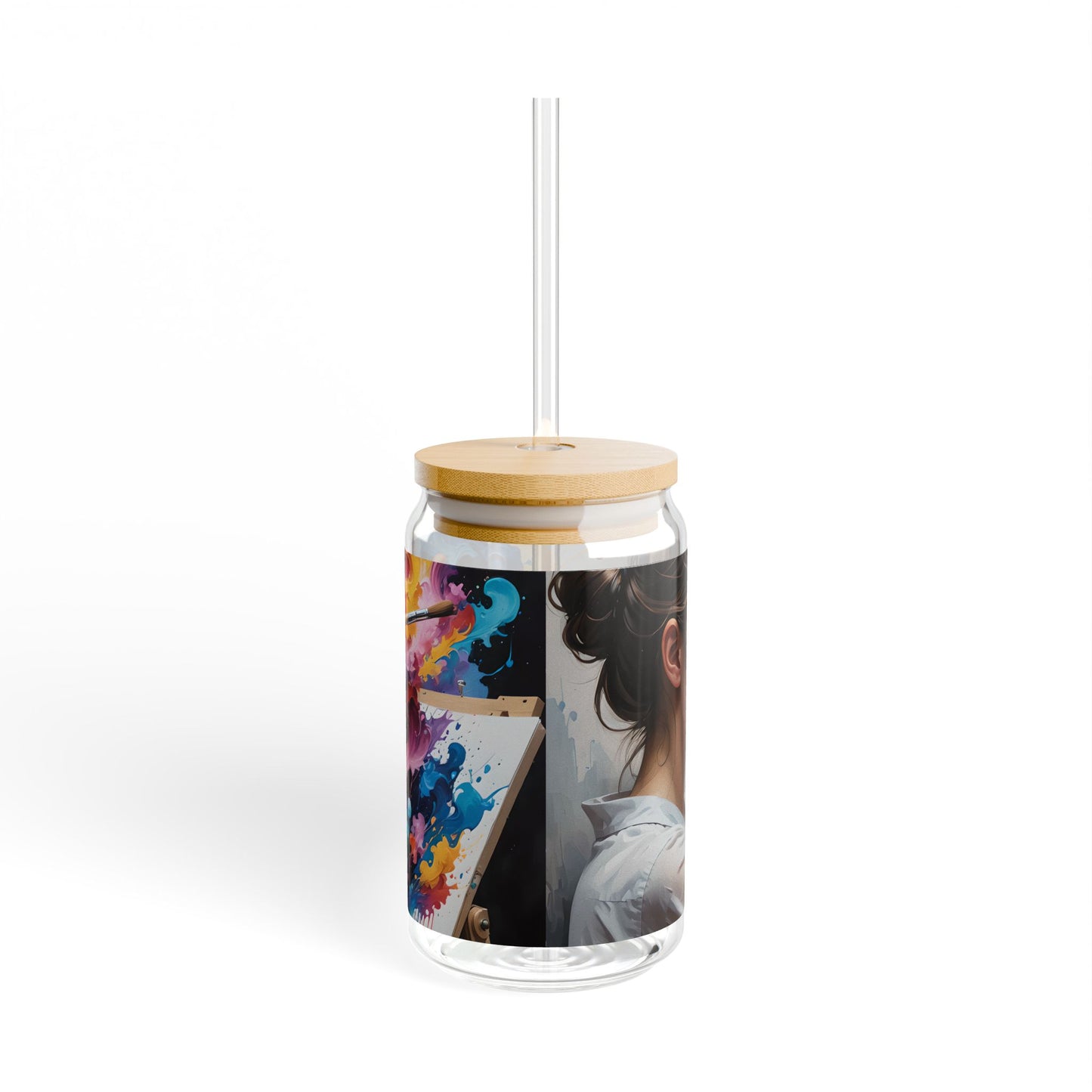 Artist Painting Portrait Sipper Glass