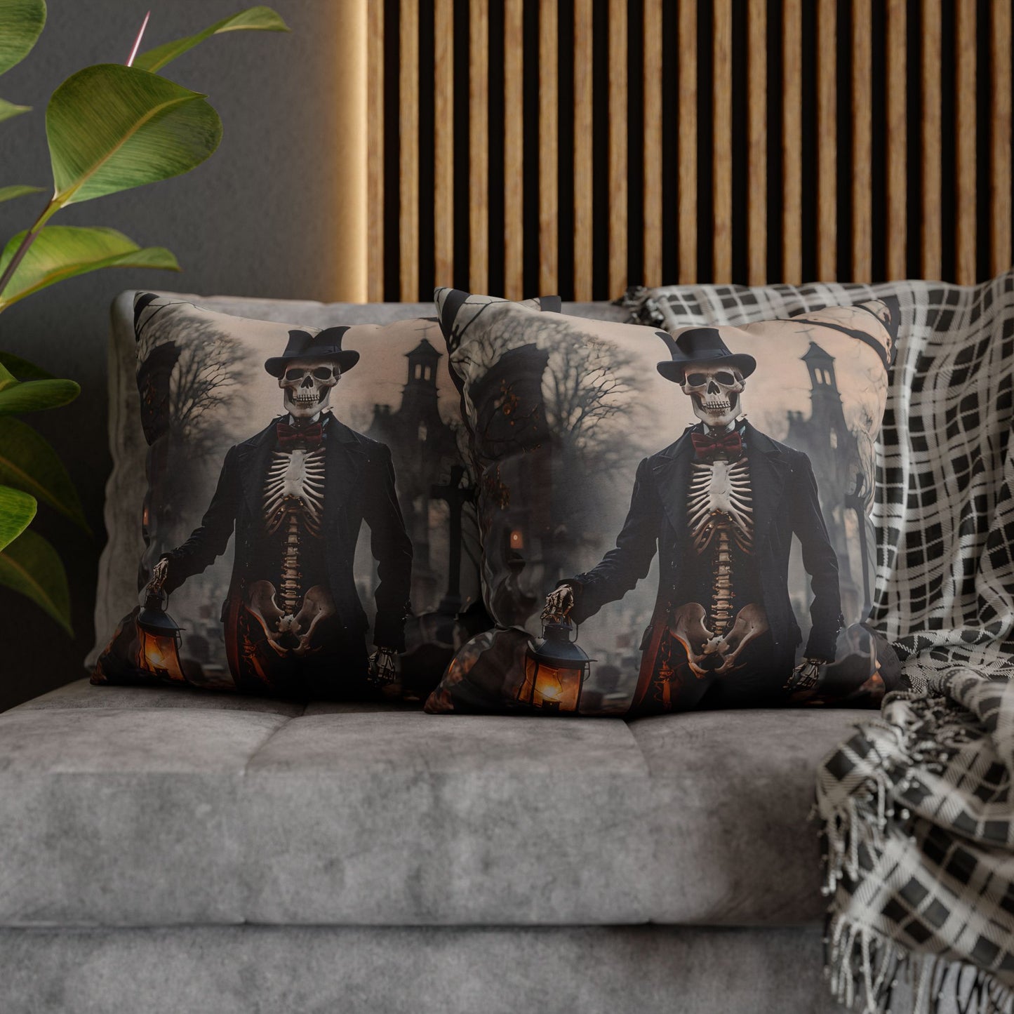 Gothic Skeleton Gentleman Pillow Cover