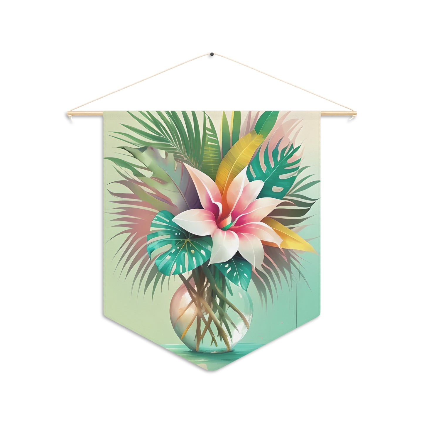 Pastel Lily & Palm Leaves Wall Decor