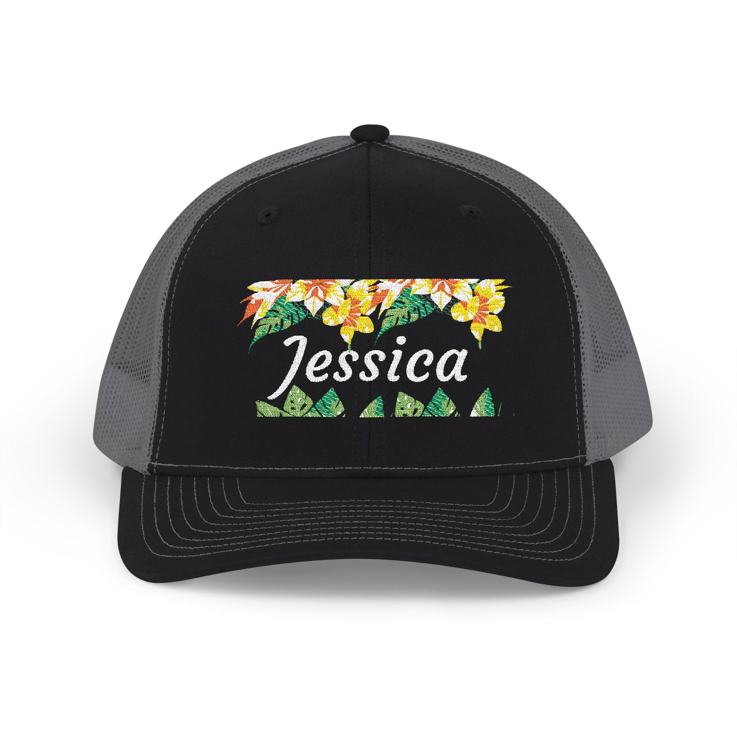Personalized Embroidered Floral Name Trucker Cap