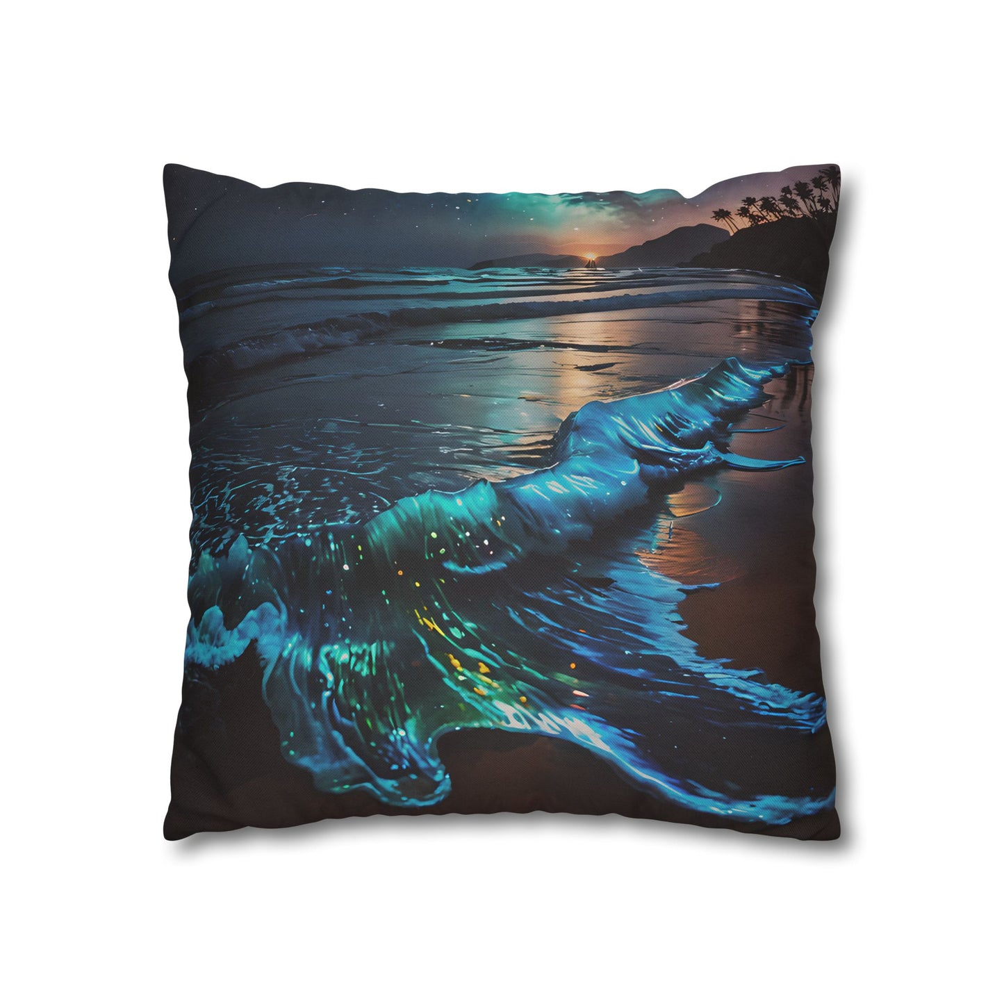 Bioluminescent Waves Decorative Pillowcase