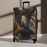 Tropical Parrot in Forest Cabin Suitcase